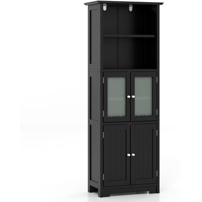 CostwayMeuble de Salle de Bain à 4 Portes 2 Compartiments Ouverts Colonne Salle de Bain Armoire Haute avec Étagères Réglables 60x30x163cm Noir - Publicité CostwayMeuble de Salle de Bain à 4 Portes 2 Compartiments Ouverts Colonne Salle de Bain Armoire Haute avec Étagères Réglables 60x30x163cm Noir - Publicité