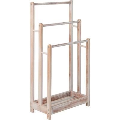 CostwayPorte-Serviettes sur Pied en Bois 3 Barres et Étagère de Rangement Inférieure Dispositif Anti-renversement 45,5x22x86cm Blanc - Publicité CostwayPorte-Serviettes sur Pied en Bois 3 Barres et Étagère de Rangement Inférieure Dispositif Anti-renversement 45,5x22x86cm Blanc - Publicité