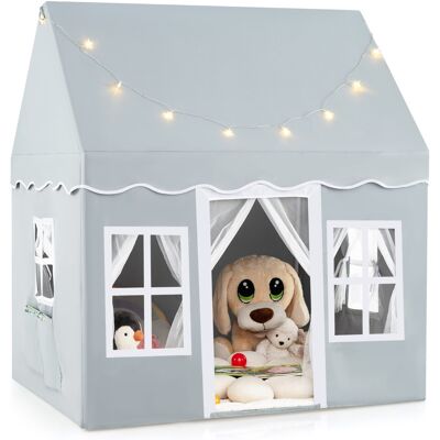 CostwayTente de Jeux avec Guirlandes Lumineuses Étoiles Cabane Enfant Interieure avec Tapis Antidérapant pour 3-4 Enfants de 3-10 Ans Gris - Publicité CostwayTente de Jeux avec Guirlandes Lumineuses Étoiles Cabane Enfant Interieure avec Tapis Antidérapant pour 3-4 Enfants de 3-10 Ans Gris - Publicité