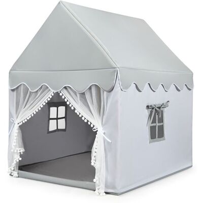 CostwayTente de Jeu pour Enfants avec Tapis Rembourré & Cadre en Bois Maisonnette avec Rideaux en Gaze et Fenêtres 120 x 105 x 140 cm Gris - Publicité CostwayTente de Jeu pour Enfants avec Tapis Rembourré & Cadre en Bois Maisonnette avec Rideaux en Gaze et Fenêtres 120 x 105 x 140 cm Gris - Publicité