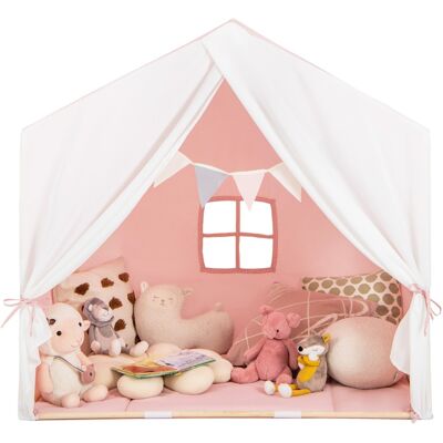 Tente de Jeu Enfants COSTWAY avec Tapis en Coton, Cabane Intérieure/Extérieure - Publicité Tente de Jeu Enfants COSTWAY avec Tapis en Coton, Cabane Intérieure/Extérieure - Publicité