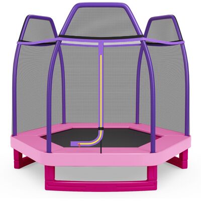 CostwayTrampoline Enfants 223CM avec Filet de Sécurité Respirant 36 Ressorts Protégés Structure Acier Galvanisé Tapis de Saut PP Rose - Publicité CostwayTrampoline Enfants 223CM avec Filet de Sécurité Respirant 36 Ressorts Protégés Structure Acier Galvanisé Tapis de Saut PP Rose - Publicité