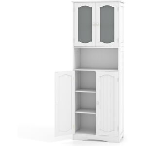 CostwayArmoire de Rangement de 164 cm de Haut Armoire Haute Autoportante Portes en Verre Givré Etagères pour Salle de Bain Cuisine Salon Blanc - Publicité CostwayArmoire de Rangement de 164 cm de Haut Armoire Haute Autoportante Portes en Verre Givré Etagères pour Salle de Bain Cuisine Salon Blanc - Publicité