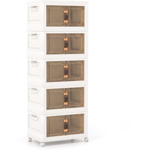 CostwayBacs de Rangement Empilables de 316 L avec Roues Verrouillables Lot de 5 Organisateurs Pliables en PP avec Couvercles Blanc - Publicité CostwayBacs de Rangement Empilables de 316 L avec Roues Verrouillables Lot de 5 Organisateurs Pliables en PP avec Couvercles Blanc - Publicité