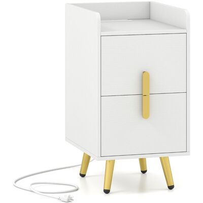 CostwayTable de Chevet avec Prise Table de Nuit Intelligente 2 Tiroirs Coulissants 1 Passe-câble 2 Ports USB & 3 Prises 40 x 32 x 60 cm Blanc - Publicité CostwayTable de Chevet avec Prise Table de Nuit Intelligente 2 Tiroirs Coulissants 1 Passe-câble 2 Ports USB & 3 Prises 40 x 32 x 60 cm Blanc - Publicité