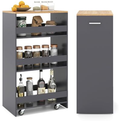 CostwayChariot de Rangement 30 cm à roulettes Desserte de Cuisine Etroit à 4 Niveaux avec Poignée Latérale et Roues Universelles Gris + Naturel - Publicité CostwayChariot de Rangement 30 cm à roulettes Desserte de Cuisine Etroit à 4 Niveaux avec Poignée Latérale et Roues Universelles Gris + Naturel - Publicité
