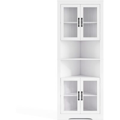 CostwayArmoire d'Angle 171 CM Haut Buffet Triangulaire Gain de Place avec 4 Portes en Verre Trempé Étagères Réglables Blanc - Publicité CostwayArmoire d'Angle 171 CM Haut Buffet Triangulaire Gain de Place avec 4 Portes en Verre Trempé Étagères Réglables Blanc - Publicité