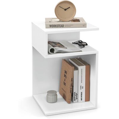 CostwayTable d'Appoint en Forme de S, Rangement à 3 Niveaux avec Compartiments Puverts et Coussinets Antidérapants Table de Chevet Moderne blanc - Publicité CostwayTable d'Appoint en Forme de S, Rangement à 3 Niveaux avec Compartiments Puverts et Coussinets Antidérapants Table de Chevet Moderne blanc - Publicité