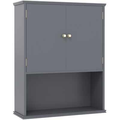 CostwayArmoire Murale de Salle de Bain Armoire à 2 Portes avec Étagère Ouverte et Étagère Réglable Organisateur de Rangement Gris - Publicité CostwayArmoire Murale de Salle de Bain Armoire à 2 Portes avec Étagère Ouverte et Étagère Réglable Organisateur de Rangement Gris - Publicité