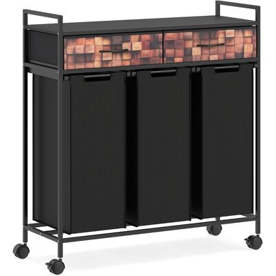 CostwayChariot à Linge à 3 Sections Panier à Linge Roulant de 135L avec 2 Tiroirs en Tissu 3 Sacs Amovibles en Tissu Oxford Étagère Marron Rustique - Publicité CostwayChariot à Linge à 3 Sections Panier à Linge Roulant de 135L avec 2 Tiroirs en Tissu 3 Sacs Amovibles en Tissu Oxford Étagère Marron Rustique - Publicité