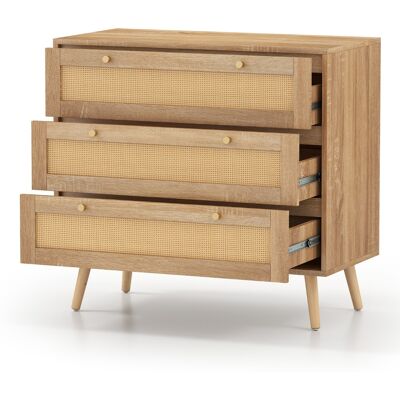 CostwayCommode en Rotin à 3 Tiroirs Table de Chevet en Bois Bohème avec 3 Grands Tiroirs et Pieds en Bois de Pin Table d'Appoint Naturel - Publicité CostwayCommode en Rotin à 3 Tiroirs Table de Chevet en Bois Bohème avec 3 Grands Tiroirs et Pieds en Bois de Pin Table d'Appoint Naturel - Publicité