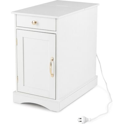 CostwayTable de Chevet avec Prises Intégrées Table de Nuit avec Porte Placard à Étagere Réglable Tiroir & Port Type C 60 x 35 x 62 CM Blanc - Publicité CostwayTable de Chevet avec Prises Intégrées Table de Nuit avec Porte Placard à Étagere Réglable Tiroir & Port Type C 60 x 35 x 62 CM Blanc - Publicité