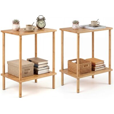 CostwayLot de 2 Tables d'Appoint Table de Chevet Rectangulaire en Bambou à 2 Niveaux avec Étagères de Rangement 40 x 30 x 55 cm Naturel - Publicité CostwayLot de 2 Tables d'Appoint Table de Chevet Rectangulaire en Bambou à 2 Niveaux avec Étagères de Rangement 40 x 30 x 55 cm Naturel - Publicité