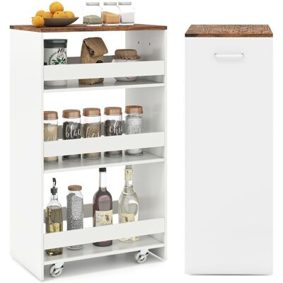 CostwayChariot de Rangement 30 cm à roulettes Desserte de Cuisine Etroit à 4 Niveaux avec Poignée Latérale et Roues Universelles Blanc + Indstriel - Publicité CostwayChariot de Rangement 30 cm à roulettes Desserte de Cuisine Etroit à 4 Niveaux avec Poignée Latérale et Roues Universelles Blanc + Indstriel - Publicité