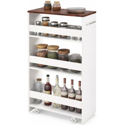CostwayChariot de Rangement 25 cm à roulettes Desserte de Cuisine Etroit à 4 Niveaux avec Poignée Latérale et Roues Universelles Blanc+Indstriel - Publicité CostwayChariot de Rangement 25 cm à roulettes Desserte de Cuisine Etroit à 4 Niveaux avec Poignée Latérale et Roues Universelles Blanc+Indstriel - Publicité