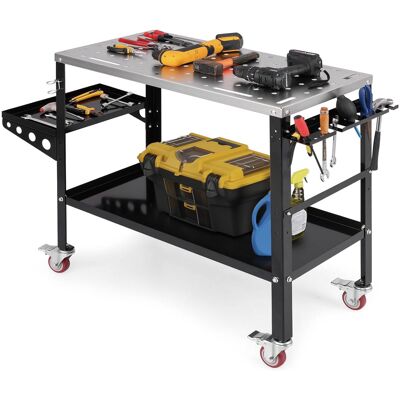 CostwayÉtabli d'Atelier pour Travail Bricolage en Métal avec Etagère Plateau et Support pour Rangement de Outils Capacité 540 KG pour Soudage - Publicité CostwayÉtabli d'Atelier pour Travail Bricolage en Métal avec Etagère Plateau et Support pour Rangement de Outils Capacité 540 KG pour Soudage - Publicité