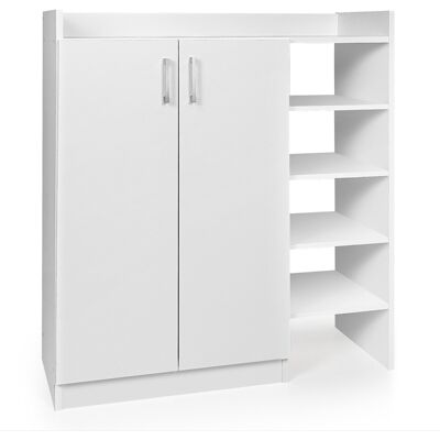 CostwayArmoire à Chaussures Meuble de Rangement Multifonction à 2 Portes avec Étagères Réglables en 3 Positions 5 Compartiments Ouverts Blanc - Publicité CostwayArmoire à Chaussures Meuble de Rangement Multifonction à 2 Portes avec Étagères Réglables en 3 Positions 5 Compartiments Ouverts Blanc - Publicité