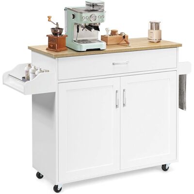 CostwayDesserte à roulettes Cuisine 85 CM Chariot de Cuisine en Bois avec Placard Étagère sur 3 Niveaux et Support à Épice îlot Central Cuisine - Publicité CostwayDesserte à roulettes Cuisine 85 CM Chariot de Cuisine en Bois avec Placard Étagère sur 3 Niveaux et Support à Épice îlot Central Cuisine - Publicité