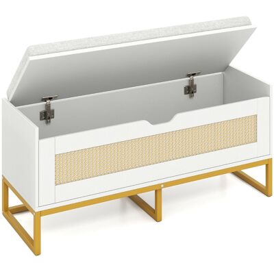 CostwayCoffre de Rangement en Rotin Banc à Chaussures avec Assise Rembourrée Couvercle Abattant avec Charnières de Sécurité Charge 200kg Blanc - Publicité CostwayCoffre de Rangement en Rotin Banc à Chaussures avec Assise Rembourrée Couvercle Abattant avec Charnières de Sécurité Charge 200kg Blanc - Publicité
