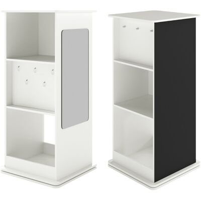 CostwayBibliothèque Tournante pour Enfants Étagère d'Angle Pivotante à 360° avec Tableau Noir Miroir Crochets Suspendus et Compartiments Blanc - Publicité CostwayBibliothèque Tournante pour Enfants Étagère d'Angle Pivotante à 360° avec Tableau Noir Miroir Crochets Suspendus et Compartiments Blanc - Publicité