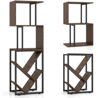CostwayBibliotheque à 6 Niveaux Etagere Rangement en Forme S avec 5 Compartiments Ouvertes Patins Antidérapants et Anti-Basculement Marron - Publicité CostwayBibliotheque à 6 Niveaux Etagere Rangement en Forme S avec 5 Compartiments Ouvertes Patins Antidérapants et Anti-Basculement Marron - Publicité
