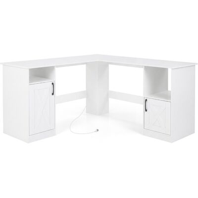 CostwayBureau d Angle en Forme de L Bureau Informatique avec Station de Charge Intégrée 2 Prises Étagères Placards de Rangement Poste de Travail - Publicité CostwayBureau d Angle en Forme de L Bureau Informatique avec Station de Charge Intégrée 2 Prises Étagères Placards de Rangement Poste de Travail - Publicité