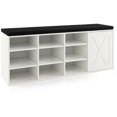 CostwayBanc à Chaussures avec Coussin Rembourré Étagère à Chaussures 3 Niveaux avec Étagères Ajustables Ouvre-porte Blanc - Publicité CostwayBanc à Chaussures avec Coussin Rembourré Étagère à Chaussures 3 Niveaux avec Étagères Ajustables Ouvre-porte Blanc - Publicité