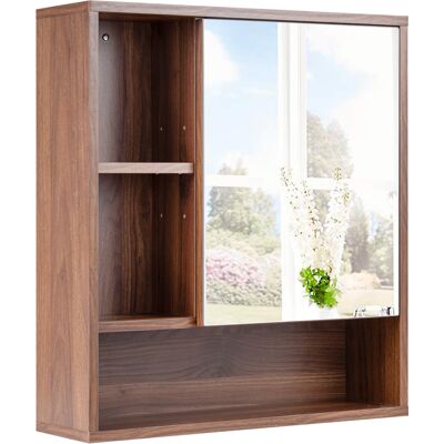 CostwayArmoire Murale Salle de Bain avec Miroir Étagère Réglable 3 Compartiments Ouverts 2 Compartiments Supplémentaires 55 x 16 x 61 CM Brun - Publicité CostwayArmoire Murale Salle de Bain avec Miroir Étagère Réglable 3 Compartiments Ouverts 2 Compartiments Supplémentaires 55 x 16 x 61 CM Brun - Publicité