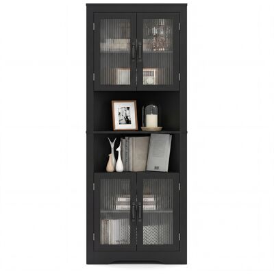 CostwayArmoire d'Angle 171 CM Haut Buffet Triangulaire Gain de Place avec 4 Portes en Verre Trempé Étagères Réglables Noir - Publicité CostwayArmoire d'Angle 171 CM Haut Buffet Triangulaire Gain de Place avec 4 Portes en Verre Trempé Étagères Réglables Noir - Publicité