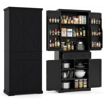 CostwayArmoire de Cuisine Armoire Indépendante de 184 cm de Hauteur avec 4 Étagères Réglables Grand Tiroir 6 Étagères avec Portes Noir - Publicité CostwayArmoire de Cuisine Armoire Indépendante de 184 cm de Hauteur avec 4 Étagères Réglables Grand Tiroir 6 Étagères avec Portes Noir - Publicité