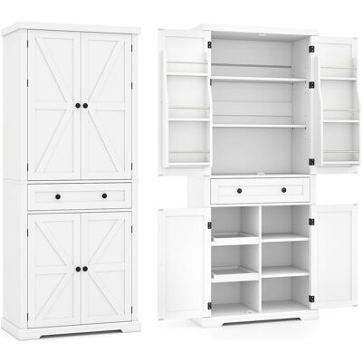 CostwayArmoire de Cuisine Armoire Indépendante de 184 cm de Hauteur avec 4 Étagères Réglables Grand Tiroir 6 Étagères avec Portes Blanc - Publicité CostwayArmoire de Cuisine Armoire Indépendante de 184 cm de Hauteur avec 4 Étagères Réglables Grand Tiroir 6 Étagères avec Portes Blanc - Publicité