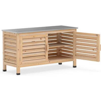 CostwayArmoire de Rangement à Portes Persiennes Coffre de Jardin 2 Portes avec Plan de Travail en Acier Inoxydable Cadre en Bois de Sapin Naturel - Publicité CostwayArmoire de Rangement à Portes Persiennes Coffre de Jardin 2 Portes avec Plan de Travail en Acier Inoxydable Cadre en Bois de Sapin Naturel - Publicité