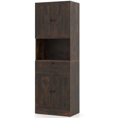CostwayArmoire de Salle de Bains 3 Niveaux Armoire de Rangement 172 CM en Bois avec 4 Portes 1 Tiroir Compartiment Ouvert Étagère Réglable Café - Publicité CostwayArmoire de Salle de Bains 3 Niveaux Armoire de Rangement 172 CM en Bois avec 4 Portes 1 Tiroir Compartiment Ouvert Étagère Réglable Café - Publicité