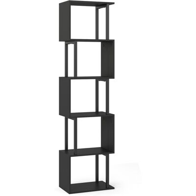 CostwayBibliothèque à 5 Niveaux Meuble de Rangement Ouvert Géométrique en Forme de S avec Cadre Métallique Robuste 38 x 23 x 147 cm Noir - Publicité CostwayBibliothèque à 5 Niveaux Meuble de Rangement Ouvert Géométrique en Forme de S avec Cadre Métallique Robuste 38 x 23 x 147 cm Noir - Publicité