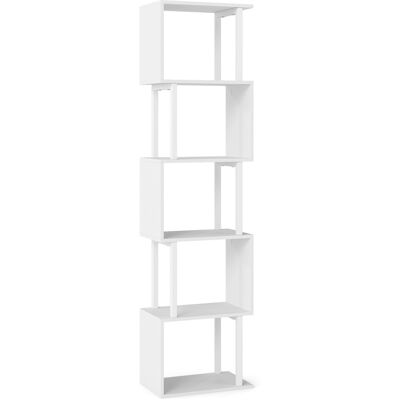 CostwayBibliothèque à 5 Niveaux Meuble de Rangement Ouvert Géométrique en Forme de S avec Cadre Métallique Robuste 38 x 23 x 147 cm Blanc - Publicité CostwayBibliothèque à 5 Niveaux Meuble de Rangement Ouvert Géométrique en Forme de S avec Cadre Métallique Robuste 38 x 23 x 147 cm Blanc - Publicité