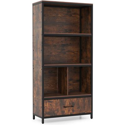 CostwayBibliothèque à 5 Niveaux avec 4 Compartiments de Rangement Tiroir en Tissu Pliable Meuble de Rangement 68 x 30,5 x 152,5 cm Marron Rustique - Publicité CostwayBibliothèque à 5 Niveaux avec 4 Compartiments de Rangement Tiroir en Tissu Pliable Meuble de Rangement 68 x 30,5 x 152,5 cm Marron Rustique - Publicité