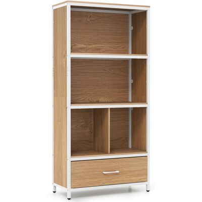 CostwayBibliothèque à 5 Niveaux avec 4 Compartiments de Rangement Tiroir en Tissu Pliable Meuble de Rangement 68 x 30,5 x 152,5 cm Naturel - Publicité CostwayBibliothèque à 5 Niveaux avec 4 Compartiments de Rangement Tiroir en Tissu Pliable Meuble de Rangement 68 x 30,5 x 152,5 cm Naturel - Publicité