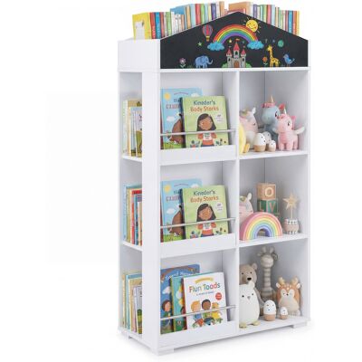 CostwayBibliothèque Enfant Meuble de Rangement en Forme de Maison avec Étagères Tableau Noir Compartiments Baffles Anti-chute Blanc - Publicité CostwayBibliothèque Enfant Meuble de Rangement en Forme de Maison avec Étagères Tableau Noir Compartiments Baffles Anti-chute Blanc - Publicité