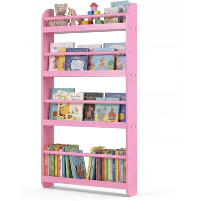 CostwayBibliothèque Murale Étagère de Rangement Bibliothèque à 4 Niveaux avec Séparateur Gain de Place pour Ranger des Livres 56 x 12 x 107 CM Rose - Publicité CostwayBibliothèque Murale Étagère de Rangement Bibliothèque à 4 Niveaux avec Séparateur Gain de Place pour Ranger des Livres 56 x 12 x 107 CM Rose - Publicité