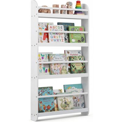 CostwayBibliothèque Murale Étagère de Rangement Bibliothèque à 4 Niveaux avec Séparateur Gain de Place pour Ranger des Livres 56 x 12 x 107CM Blanc - Publicité CostwayBibliothèque Murale Étagère de Rangement Bibliothèque à 4 Niveaux avec Séparateur Gain de Place pour Ranger des Livres 56 x 12 x 107CM Blanc - Publicité