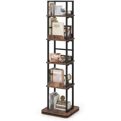 CostwayBibliothèque Rotative Étagère à Livres à 5 Niveaux avec Bordures Latérales & Butées Antichute 40 x 40 x 148,5 cm Marron Rustique - Publicité CostwayBibliothèque Rotative Étagère à Livres à 5 Niveaux avec Bordures Latérales & Butées Antichute 40 x 40 x 148,5 cm Marron Rustique - Publicité