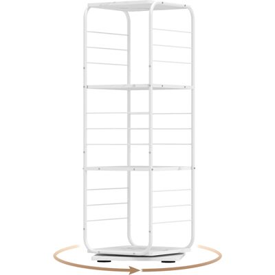 CostwayBibliothèque Tournante à 4 Niveaux Tour de Livres Pivotante à 360° avec Cadre en Métal Étagère d'Angle Compacte et Gain de Place Blanc - Publicité CostwayBibliothèque Tournante à 4 Niveaux Tour de Livres Pivotante à 360° avec Cadre en Métal Étagère d'Angle Compacte et Gain de Place Blanc - Publicité