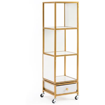 CostwayBibliothèque Tournante à 4 Niveaux sur Roulettes Étagère d'Angle Pivotante à 360° avec Tiroir de Rangement en Tissu Amovible Blanc - Publicité CostwayBibliothèque Tournante à 4 Niveaux sur Roulettes Étagère d'Angle Pivotante à 360° avec Tiroir de Rangement en Tissu Amovible Blanc - Publicité