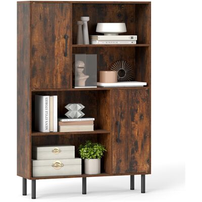 CostwayBibliothèque avec 2 Portes 4 Étagères Ouvertes Buffet Cuisine avec 5 Pieds en Métal Meuble de Rangement en Bois 80 x 24 x 119,5 cm Marron - Publicité CostwayBibliothèque avec 2 Portes 4 Étagères Ouvertes Buffet Cuisine avec 5 Pieds en Métal Meuble de Rangement en Bois 80 x 24 x 119,5 cm Marron - Publicité