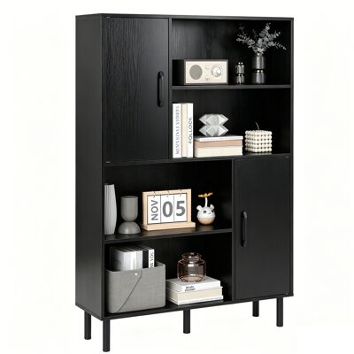 CostwayBibliothèque avec 2 Portes 4 Étagères Ouvertes Buffet Cuisine avec 5 Pieds en Métal Meuble de Rangement en Bois 80 x 24 x 119,5 cm Noir - Publicité CostwayBibliothèque avec 2 Portes 4 Étagères Ouvertes Buffet Cuisine avec 5 Pieds en Métal Meuble de Rangement en Bois 80 x 24 x 119,5 cm Noir - Publicité