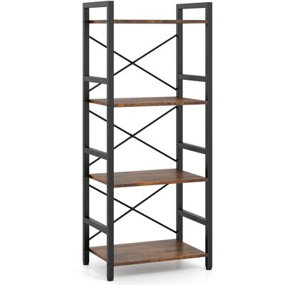 CostwayBibliothèque Étroite Autoportante à 4 Niveaux avec Cadre Métallique Robuste Étagère de Style Industriel avec Rayons Ouverts Marron - Publicité CostwayBibliothèque Étroite Autoportante à 4 Niveaux avec Cadre Métallique Robuste Étagère de Style Industriel avec Rayons Ouverts Marron - Publicité