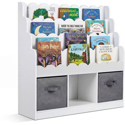 CostwayBibliotheque Enfant à 4 Niveaux Etagere Livre Enfant avec 3 Compartiments Ouverts 2 Tiroirs en Tissu Pliables 90 x 30 x 91,5 CM - Publicité CostwayBibliotheque Enfant à 4 Niveaux Etagere Livre Enfant avec 3 Compartiments Ouverts 2 Tiroirs en Tissu Pliables 90 x 30 x 91,5 CM - Publicité