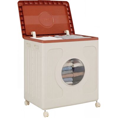 CostwayBoîte de Rangement en Plastique avec Couvercle et Roulettes Panier à Linge 122 L avec Fenêtre Transparente Organisateur pour Vêtements Orange - Publicité CostwayBoîte de Rangement en Plastique avec Couvercle et Roulettes Panier à Linge 122 L avec Fenêtre Transparente Organisateur pour Vêtements Orange - Publicité