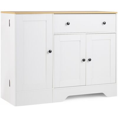 CostwayBuffet Cuisine en Bois avec Placards et Tiroir 105 x 40 x 83 cm Meuble de Rangement Bas avec Placard à Roulettes et à 2 Portes Blanc - Publicité CostwayBuffet Cuisine en Bois avec Placards et Tiroir 105 x 40 x 83 cm Meuble de Rangement Bas avec Placard à Roulettes et à 2 Portes Blanc - Publicité