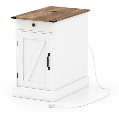 CostwayBuffet de Rangement Table d'Appoint Style Fermier avec Station de Recharge Table de Chevet avec Armoire Tiroir Étagère Réglable Blanc - Publicité CostwayBuffet de Rangement Table d'Appoint Style Fermier avec Station de Recharge Table de Chevet avec Armoire Tiroir Étagère Réglable Blanc - Publicité